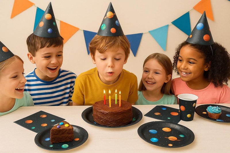 Oojami Outer Space Birthday Party Pack Outer Space 9" Dinner Paper Plates 7" Dessert Paper Plates 9 oz Cups 3 Ply Napkins Outer Space Party Theme - Image 3